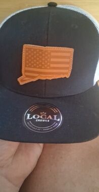 Local Crowns Black Mesh Trucker Hat with Connecticut Tan Patch
